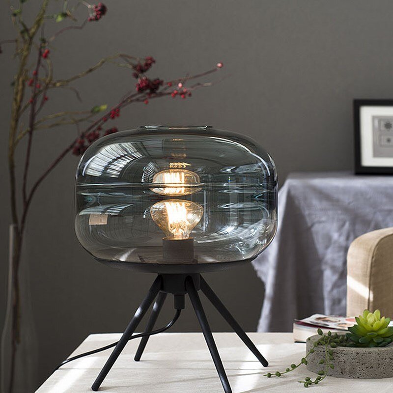 Nordic Japanese Style Vintage Table Lamp Modern Design Glass Tripod Desk Light for Living Room Bedroom Study Bedside Home Decor 2