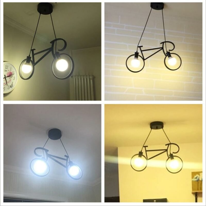 Nordic creative bicycle Pendant Light For Living Room Lighting   Black Wrought iron Hanglamp For  children bedroom light 2