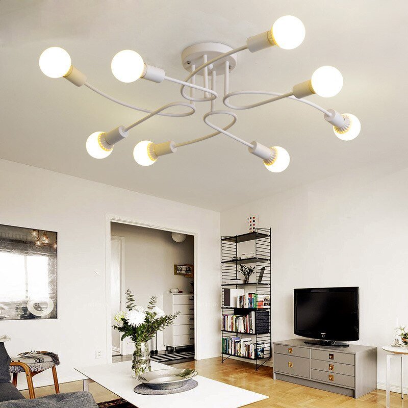 New Retro Chandelier Lamp Modern Minimalist Wrought Iron Hanging Light Nordic Shaped Spider Ceiling Light Indoor Lighting 2