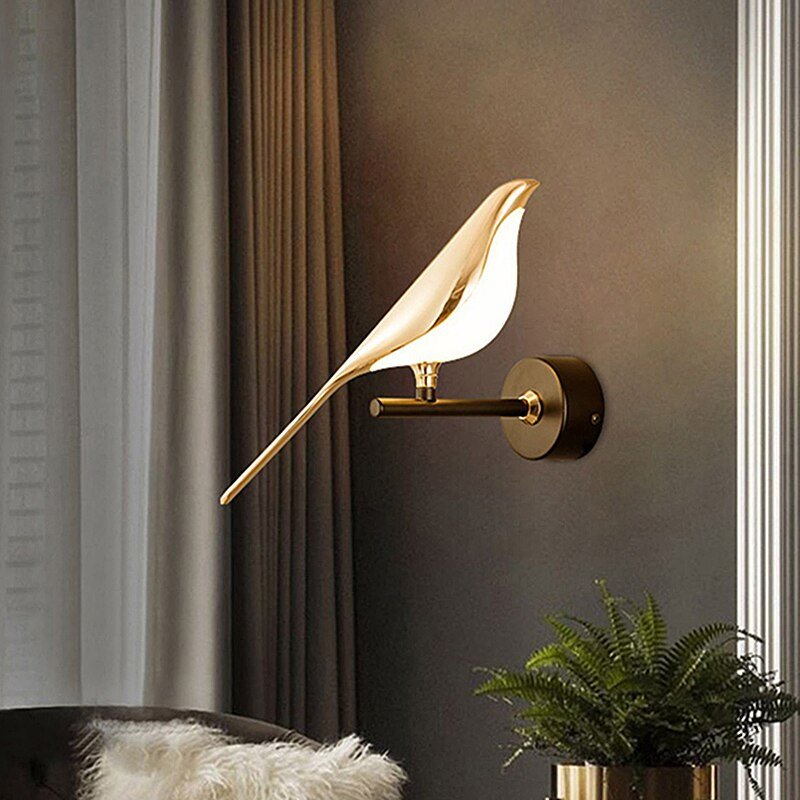 Nordic Style Art Magpie Bird Lamp LED Wall Lamp Bedroom Bedside Parlor Background Wall Decoration Wall Sconce Indoor Lighting 3