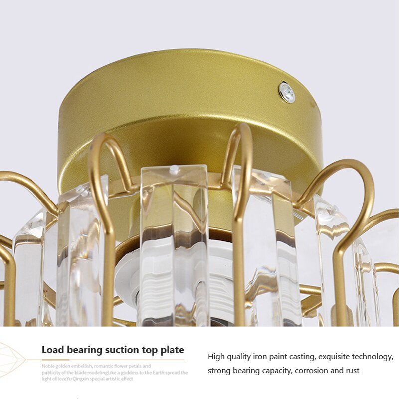 Nordic Ceiling Lights Crystal Lampshade Balck Gold Plafonnier Living Room Bedroom Modern Round Square Decorative Ceiling Lamp 5