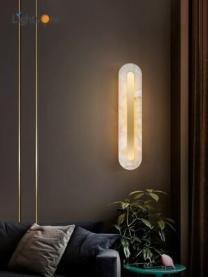 Light luxury copper wall lamp modern villa living room long strip TV background wall lamp marble bedside wall light 1