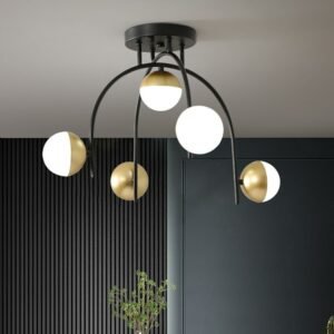 Vintage designer chandelier Led For Living Room Dining Kitchen Study chandelier ball black gold indoor house flush mount light 1