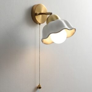 Ceramic Wall Lamp Led European Simple Bedside Lamps Modern Living Room Study Pull Rope Iron art Wall Lighting Yard light 1