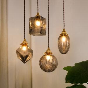 Retro Luxury Brass Glass Pendant Light for Dining Room Bedroom Bedside Bar Designer Creative Home Deco Hanging Lamp Suspensions 1