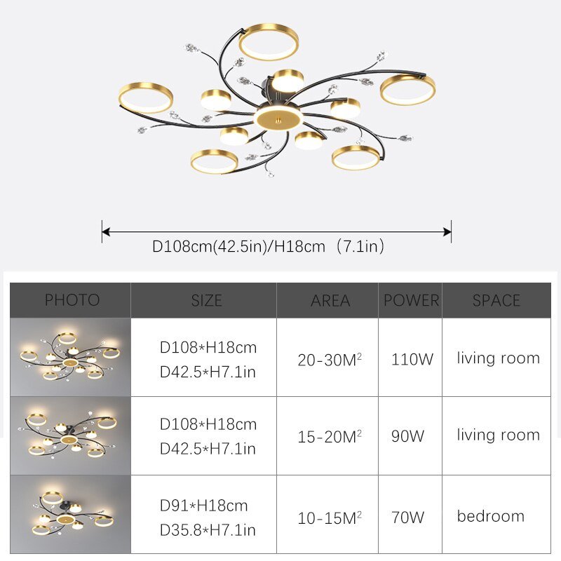 Modern Gold Ceiling Chandelier With Remote Control Living Room Bedroom Lustres Dining Room Ceiling Lamp Light 6