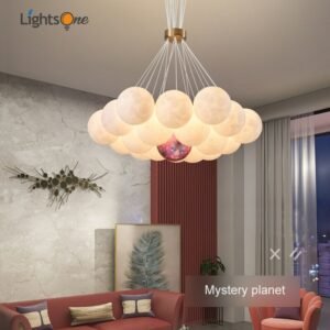 Creative 3D printing bubble moon living room pendant lights modern minimalist children's room bedroom pendant lamps 1