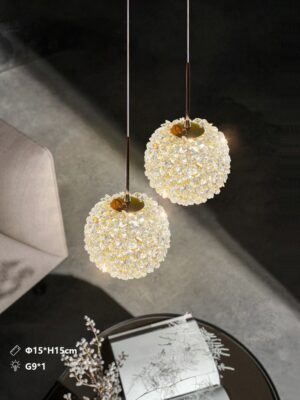 Warm and Romantic Crystal Lamp Bedhead Small Pendant Light Luxury Round Ball Room Long Line Pendant Lamp 1