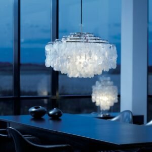 Nordic white pendant light restaurant tassel PFUN Shell Pendant Lamp aisle bedroom lights E27 flush mount  pendant ring light 1