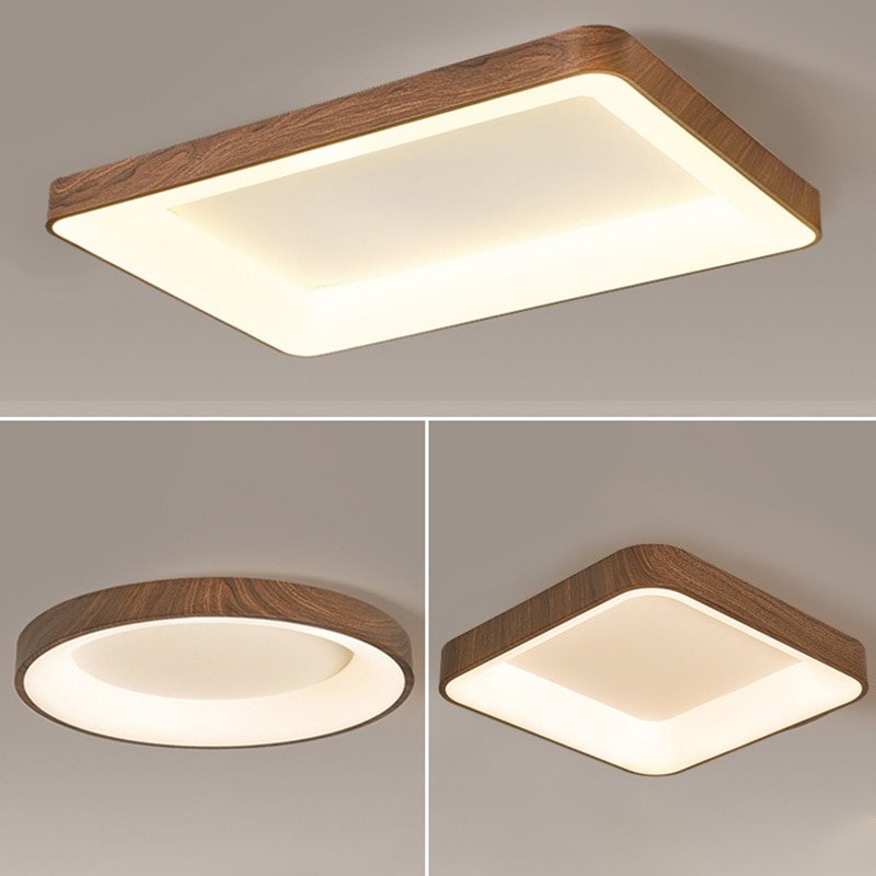 Living Room Ceiling Lights Imitation Wood Grain LED Ceiling Lamp For Bedroom Round Rectangle Square Room Decor Lighting Fixtures 1