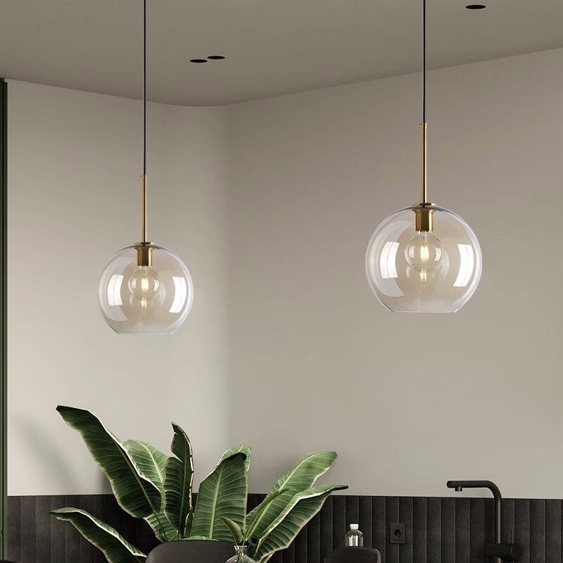 Modern Nordic hanging loft Glass lustre Pendant Light industrial decor Lights Fixtures E27/E26 for Kitchen Restaurant Lamp 2