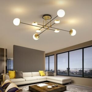Postmodern ceiling light Design LED Nordic glass ball light For Living Room Bedroom Kitchen Control black and gold ceiling light 1