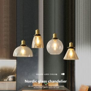 Nordic pendant light glass lamp modern minimalist restaurant retro industrial style living room bar three small pendant lamps 1