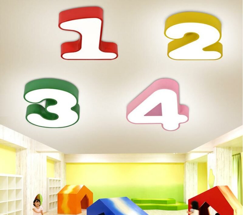 Cartoon children's digital 1234 chandelier creative children's  clothing store color ceiling lamp For kindergarten light 3