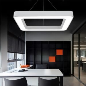 Led mouth shape Pendant Light For Conference Room Lighting Panel  Square Hollow Decoration  Hang Lamp For GYM Office Lights 1