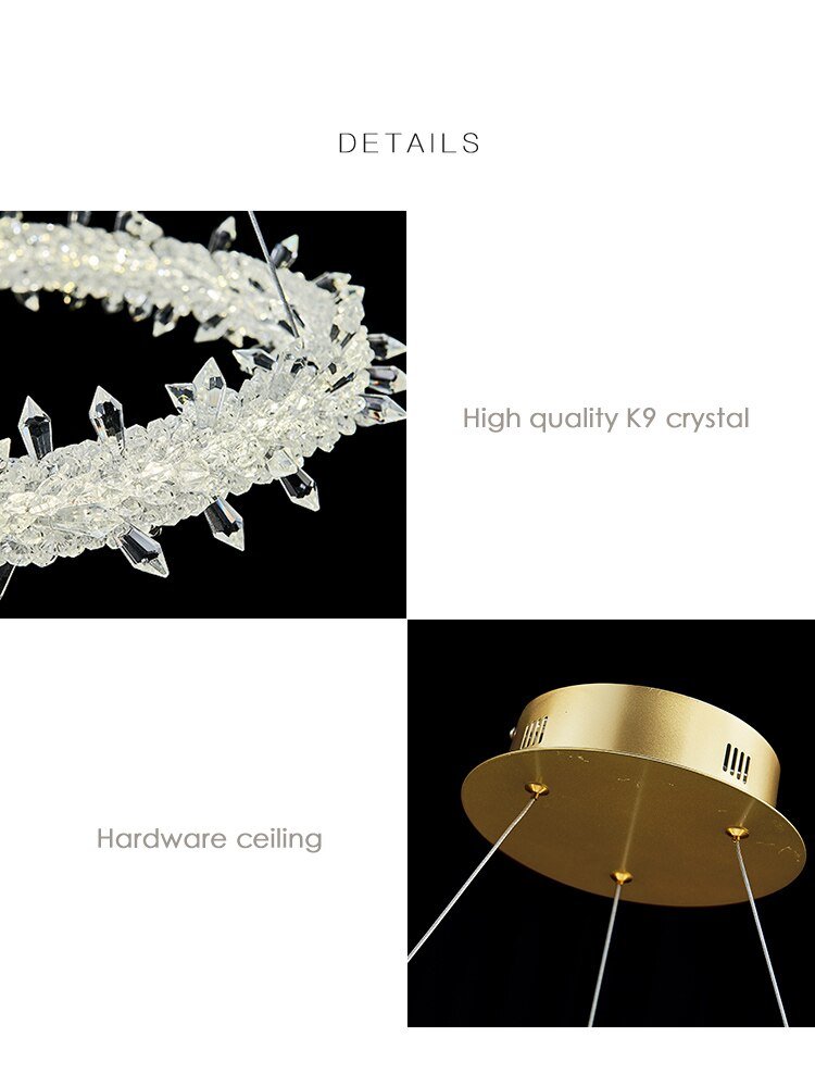 Post-modern light luxury crystal chandelier ring living room dining room ring firefly lamp 4