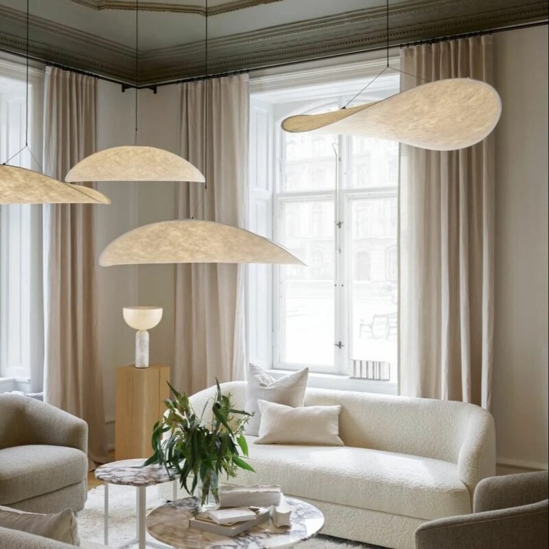 Nordic Pendant Lights Led Vertigo Indoor Lighting for Living Room Home Decor Modern Silk Fabric Lighting Tense Bar Hanging Lamp 6