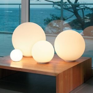 Modern LED Glass Table Lamp Simplicity Round White Decorative Desk Lights For Bedroom Living Room Sofa Home Illuminations 1
