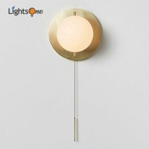 Postmodern minimalist American designer glass round wall lamp personality living room bedroom corridor brass wall light 1