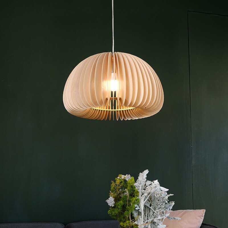 Nordic Designer Wood Pendant Lamp for Kitchen Bedroom Living Room Aesthetic Room Decorator Apple Lighting Appliance Luminaria 2