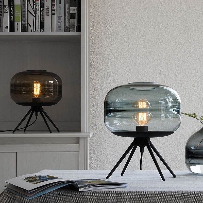 Nordic Japanese Style Vintage Table Lamp Modern Design Glass Tripod Desk Light for Living Room Bedroom Study Bedside Home Decor 1