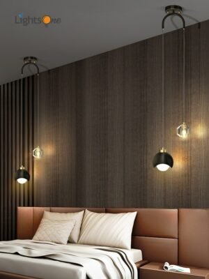 Crystal bedside pendant light luxury modern minimalist Nordic master bedroom line pendant lamp 1