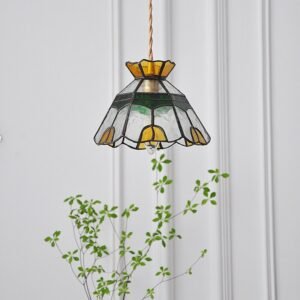 Bedside Pendant Lamp Bedroom Vintage Hand-pasted Glass Lampshade Hanging Lamp For Ceiling Home Decoration Lighting Fixture 1
