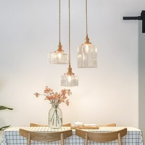Glass Lampshade Pendant Lights Texture Electroplated Lamp Body Hanging Lamp Dining Room Kitchen Bedside Suspension Luminaire 1