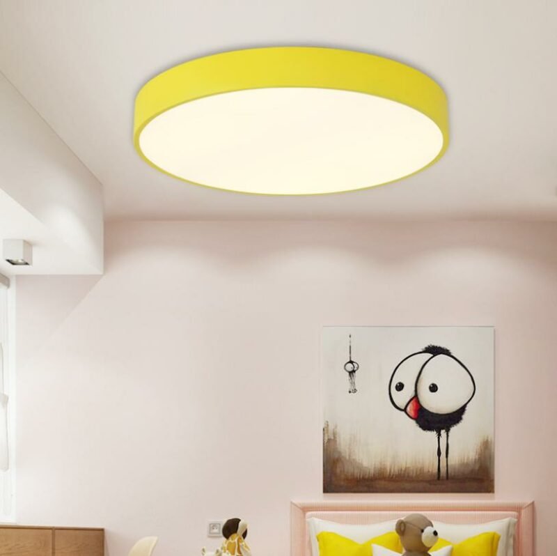 LED color macaron ceiling lamp Nordic round simple led children warm creative balcony bedroom ceiling lamp 2