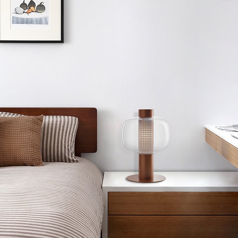 Modern light luxury bedroom bedside table lamp Simple design glass table light 2