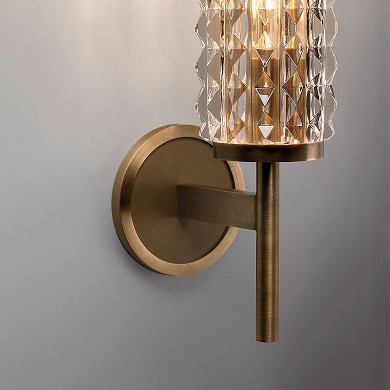 Postmodern copper wall lamp luxury crystal living room bathroom mirror headlight villa wall light 4