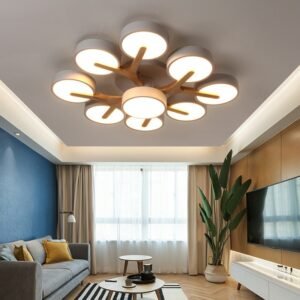 New Modern Wood Led Chandelier For Living Room Children Bedroom Chalet Dining Room Kitchen Ceiling Lamp Grey Design Light 1