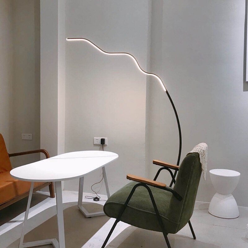 2022 New Wavy Floor Lamp For Living Room Bedroom Study Decor Lighting Designer Led Remote Control Standing Light 6