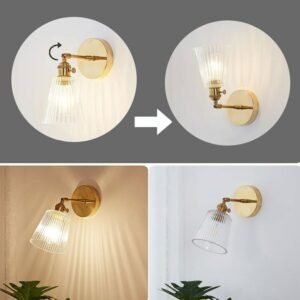 Modern Transparent Wall Sconce Lighting Nordic wall lamp Copper Wall Light Clear Lampshade Retro For Room Glass Wall Lamp 1