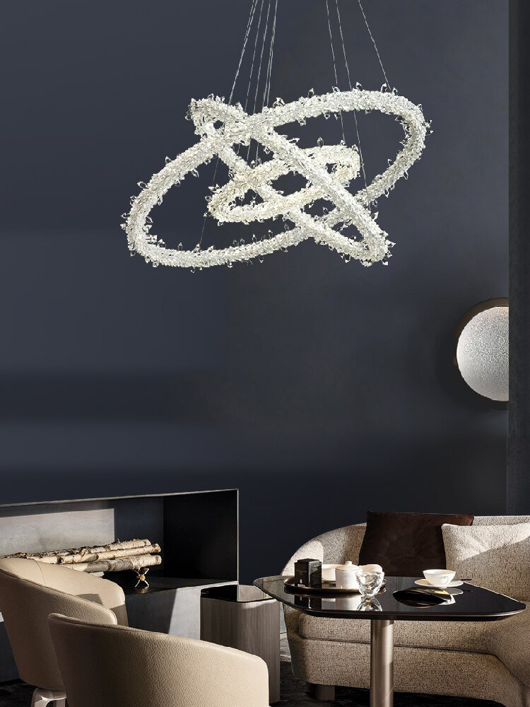 Post-modern light luxury crystal chandelier ring living room dining room ring firefly lamp 2