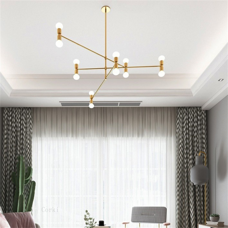 Minimalist Chandelier Lights Black Gold Adjustable Whirling Lamp Nordic Dining Living Room Hanging Lamp Indoor Decor Luminaire 6