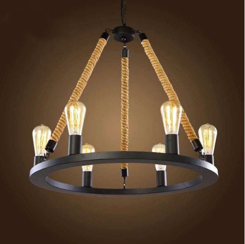 Retro LOFT industrial Pendant Lights For living Room  Creative Hemp Rope Hanging Lamp For  Restaurant Counter Decoration Fixture 2