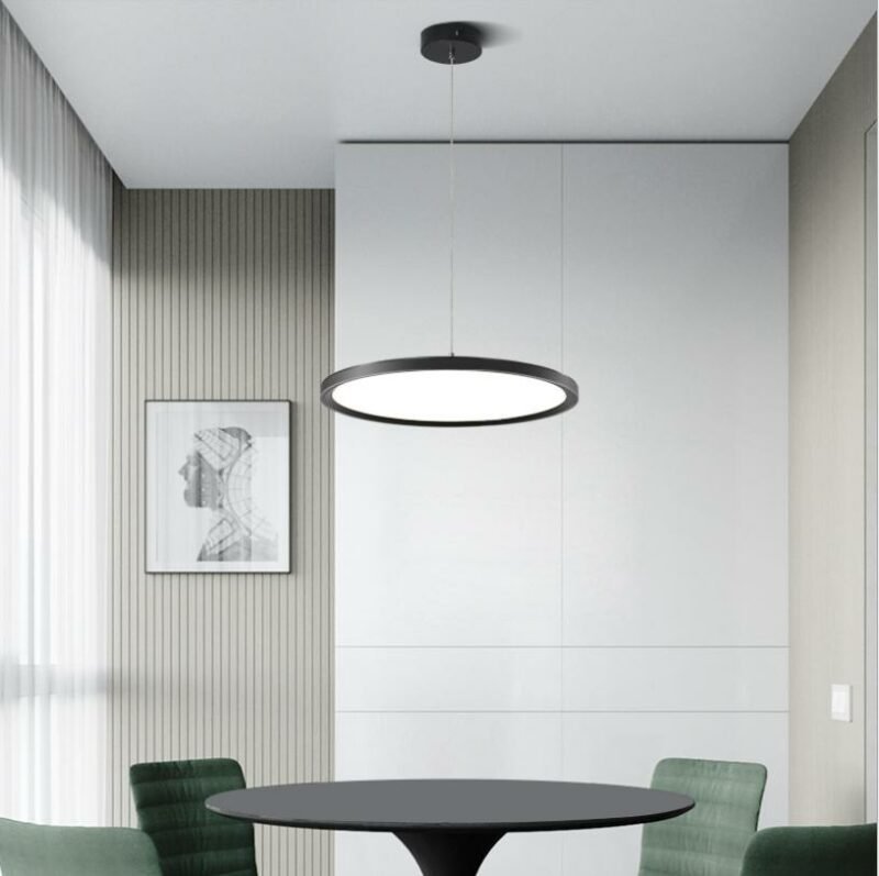 Nordic Led Restaurant Pendant Light For Bar Coffee Shop Round Hanging Lamp Black Light Luxury disc Lamp Fixtures 5