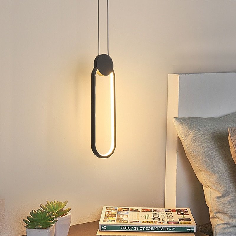 Led Pendant Lights Modern Minimalist Restaurant /Coffee Bar/Living Room/Bedside Pendant Lamp Background Wall Long Line Hang Lamp 1