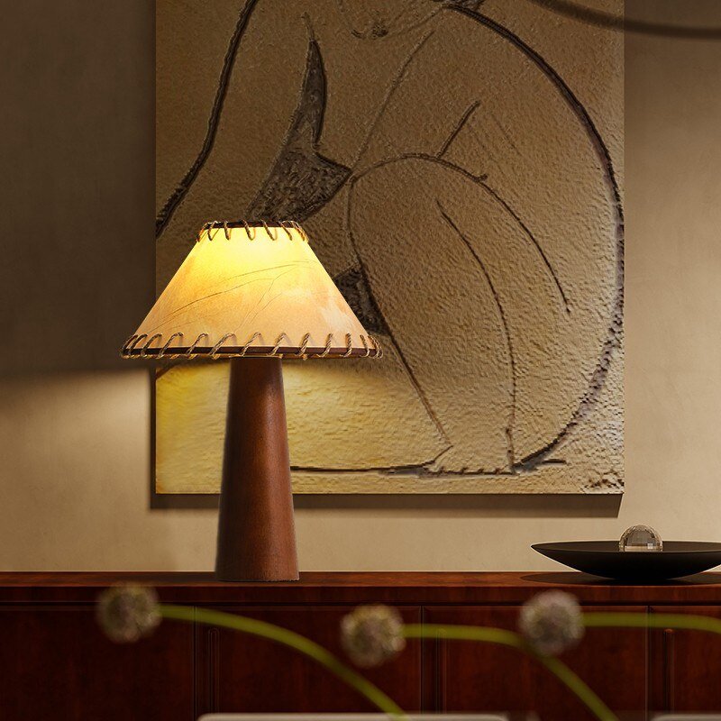 Wabi-sabi French Aesthetic Table Lamp Home Decoratives Light for Bedroom Bedside Living room Kitchen Wood Lighting Appliance 3