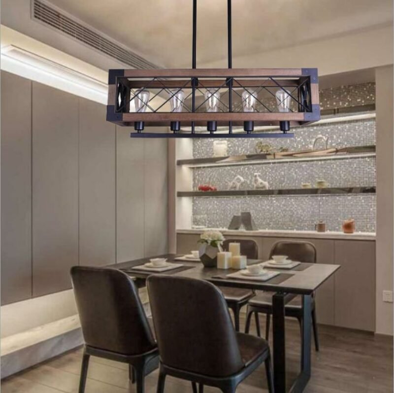 Retro Industrial Dining Room Chandelier Light Loft Wrought Iron Multi head Suspension Lamp  For Study Kitchen Pendant Lamp 3