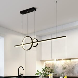 LED Chandeliers For Home Kitchen Modern Minimalist Long Table Dining Room Bar Office Hanging Lamp Black Smart Indoor Lighting 1
