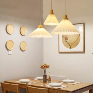 Modern Pendant Lights For Ceiling Pleated Lampshade E27 Base Hanging Lamp Dining Room Kitchen Island Lighting Ceiling Chandelier 1