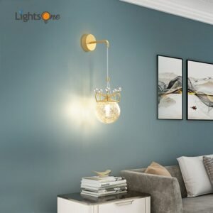 Bedroom bedside wall light Nordic luxury creative children's room crown decoration wall lamp 1