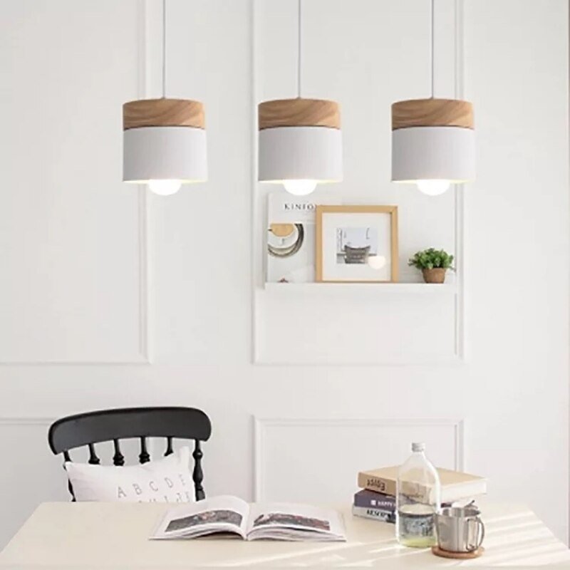 Nordic Minimalist Wooden Pendant Light Led Iron Hanglight for Bedside Restaurant Study Bar Creative Macarons Lighting Appliance 4