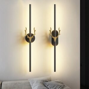 Creative black wall lamp Decor deer wall lamp For Home Living Room Surface Mounted Sofa Background Indoor bed reading lamp 1