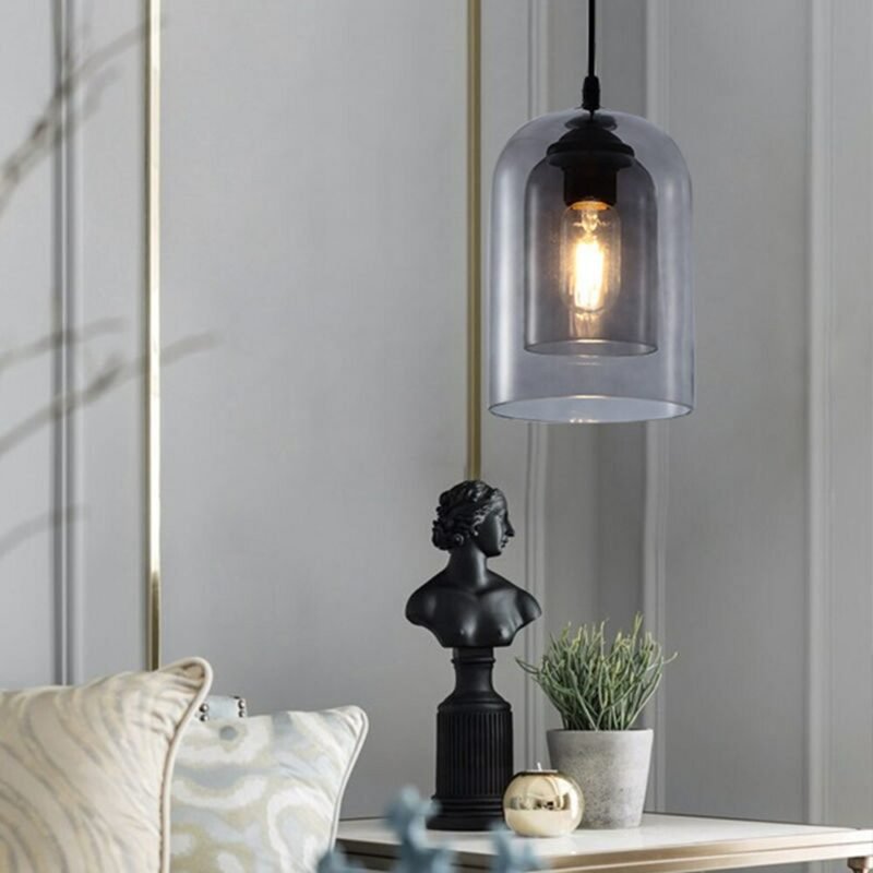 Vintage Pendant Lamp For Living room Bedroom Kitchen Coffee Shop Light Amber Smoke Grey Glass Lumi Pendant Lamp 3