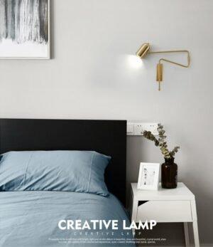 Long Arm Adjustable Led Lamp Creativity E27 Indoor Reading Supplementary Light Foldable Black Gold Industrial Lighting Fixture 1