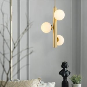 Linear glass pendant light Nordic gold lamp Creative Magic Bean Frosted lustre metal Living Room Led design 3 pendant light 1