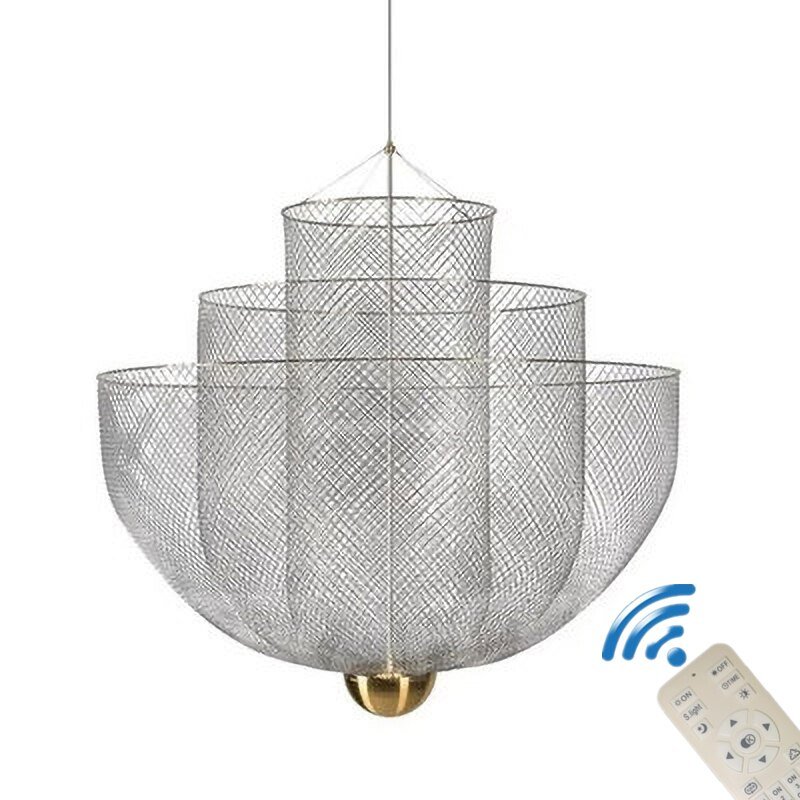 Nordic Grid LED Pendant lamp Lighting lustre Designer LED Iron Geometric Hollow LOFT Chandelier Meshmatics decor Hanging Lamps 3